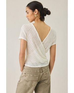 BDG Soren Reversible Surplice Short Sleeve Top - Natural