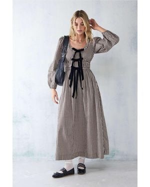 Damson Madder Dakota Bow Midi Dress - Grey