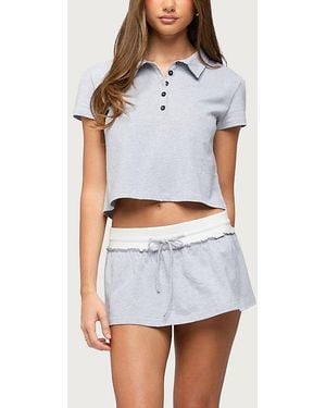 Edikted Tenney Contrast Flared Mini Skort - White