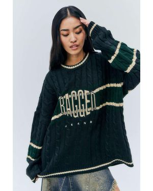 The Ragged Priest Gebleichter logo-strickpullover im varsity-look - Blau