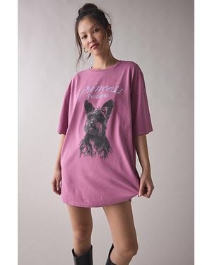 Kimchi Blue Princess Problems Puppy Graphic Oversized T-Shirt Dress - Pink
