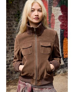 BDG Romy Faux Suede Jacket - Brown