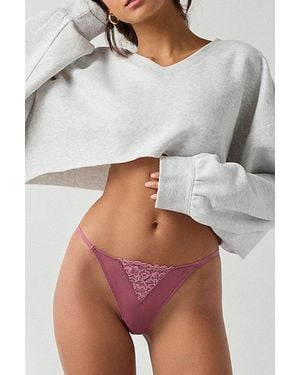 Out From Under Jazz Club Lace Trim G-String Undies - Gray