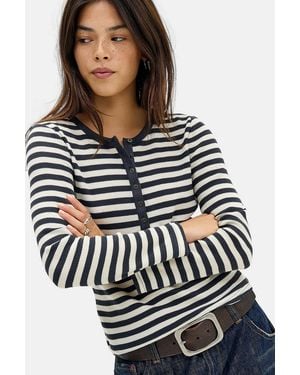 Levi's Rooney Waffle Striped Henley Tee - Black