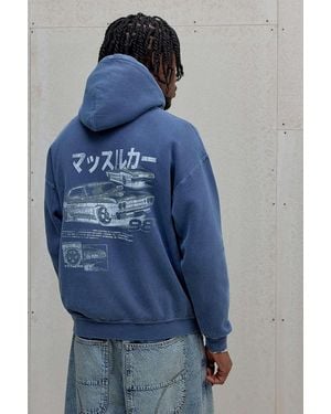 Urban Outfitters Uo Blue Big Block Car Hoodie