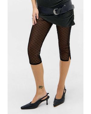 Out From Under Dot Mesh Capri Trousers - Black