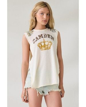 BDG Desert Angel Embellished Graphic Side-Split Muscle Tee - White