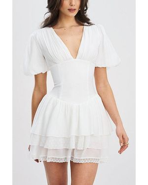 Miss Circle Caitlyn Layered Mini Corset Dress - White