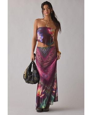 Urban Outfitters Uo Shimmer Haze Printed Mesh Skirt 2-Piece Set - Purple