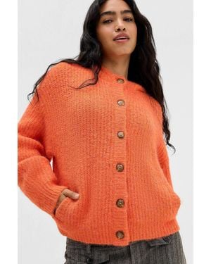 Urban Outfitters Uo Indi Hooded Ribbed Cardigan - Orange