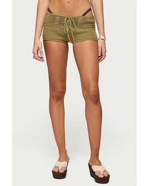 Edikted Ainara Crochet Micro Shorts - Green