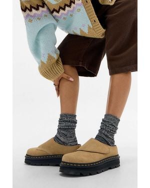 Dr. Martens Tan Zebzag Anywair Suede Mules - Black