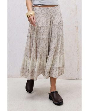 Kimchi Blue Ella Ditsy Print Midi Skirt - Natural
