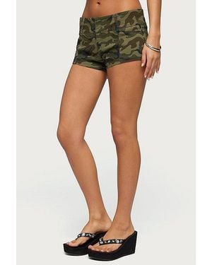 Edikted Camo Craze Stretch Micro Shorts - Black