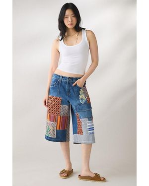 BDG Nomad Patchwork Baggy Jort - Blue