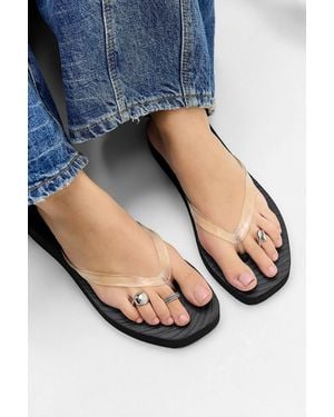 Sleeper Black Mid Platform Flip Flops - Blue