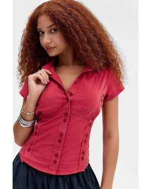 Silence + Noise Silence + Noise Matty Asymmetric Shirt - Red