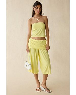 Out From Under Poolside Cool Jersey Knit Capri 2-Piece Set Pant - Yellow