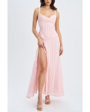 Miss Circle Mallory Stripe Jacquard High Slit Gown - Multicolor