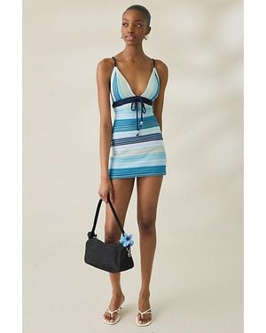 Elevator Disco Coco Crochet Mini Dress - Blue