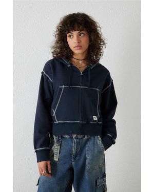 BDG Slouchy Zip-through Hoodie - Blue
