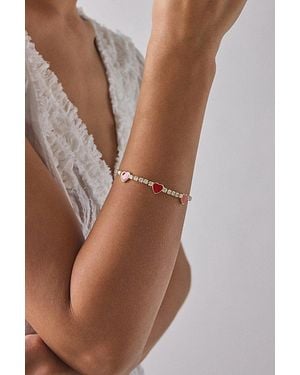 BonBonWhims Uo Exclusive Enameled Heart Tennis Bracelet - Brown