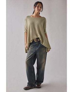 BDG Frannie Flounce Boatneck Oversized Tee - Green