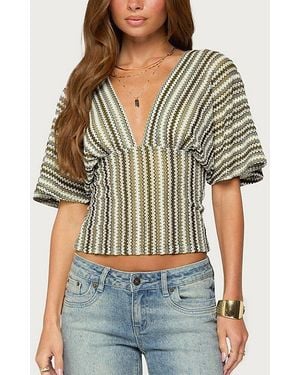 Edikted Alwyn Flutter Crochet Zigzag Top - Brown