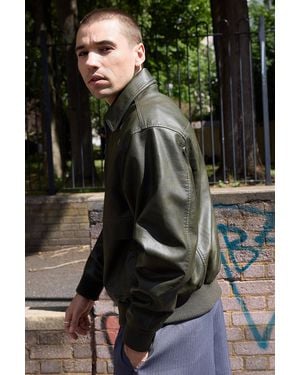 BDG Kyle Faux Leather Bomber Jacket - Black