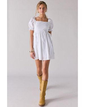 Glamorous Double Tie-Back Bow Ruffle Babydoll Mini Dress - Gray