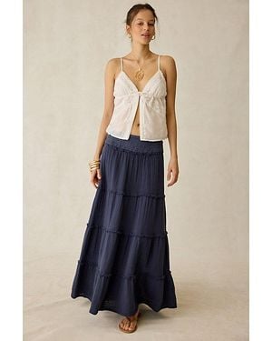 Kimchi Blue On My Mind Smocked Waist Tiered Maxi Skirt - Blue
