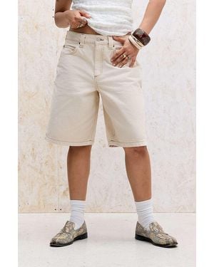 Motel Off-white Skater Shorts - Natural