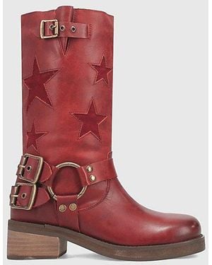 Dingo Blacklist Star Leather Boot - Red