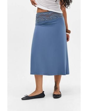 Urban Outfitters Uo First Kiss Midi Skirt - Blue