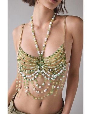 Urban Outfitters Vivien Beaded Bra Top - Green
