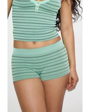 Out From Under Andi Seamless Stripe Micro Shorts - Green