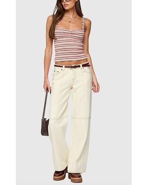 Edikted Adelia Striped Ruched Tank Top - White