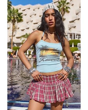 Kimchi Blue Immy Godet Check Skort - Red