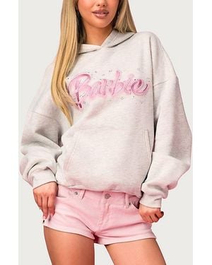 Edikted Barbie Rhinestone Oversized Hoodie - Pink