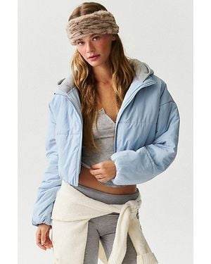 Out From Under Nellie Cropped Hoodie Puffer Jacket - Blue