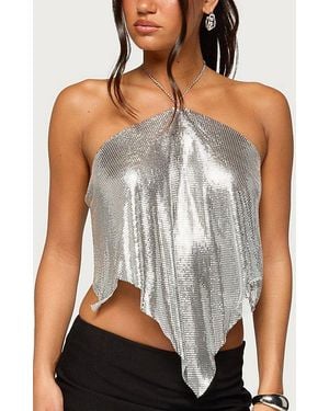 Edikted Olaia Chainmail Handkerchief Halter Top - Gray