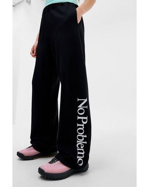 No Problemo Uo Exclusive Logo Straight Joggers - Black