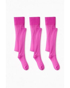 LECHERY Lechery 3-Pack Lustrous Shiny 40 Denier Semi-Opaque Tights - Pink