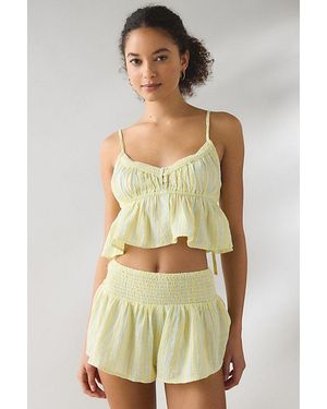 Out From Under Golden Hour Tie-Strap Cropped Babydoll Cami - Yellow