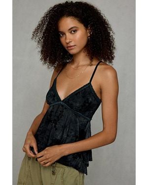 Kimchi Blue Celia Floral Burnout Lace Trim Babydoll Cami - Black