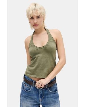 BDG Slubby Halter Top - Green