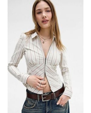 Silence + Noise Silence + Noise Hailey Zip Through Shirt - White