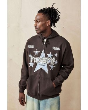 Urban Outfitters Uo Brown Hoshi Zip-through Hoodie - Black