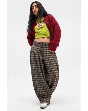 Urban Outfitters Uo Check Noa Cocoon Trousers - Brown