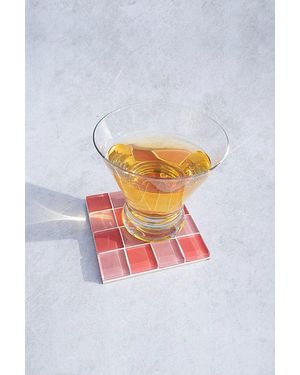 Subtle Studios Checkered Glass Tile Coaster - Multicolor
